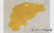 Physical Panoramic Map of Uxin Qi, lighten, semi-desaturated