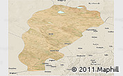Satellite Panoramic Map of Uxin Qi, shaded relief outside