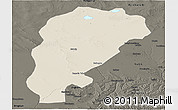 Shaded Relief Panoramic Map of Uxin Qi, darken