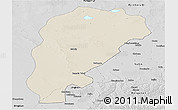 Shaded Relief Panoramic Map of Uxin Qi, desaturated