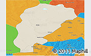 Shaded Relief Panoramic Map of Uxin Qi, political outside