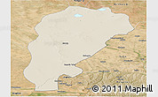Shaded Relief Panoramic Map of Uxin Qi, satellite outside