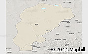 Shaded Relief Panoramic Map of Uxin Qi, semi-desaturated