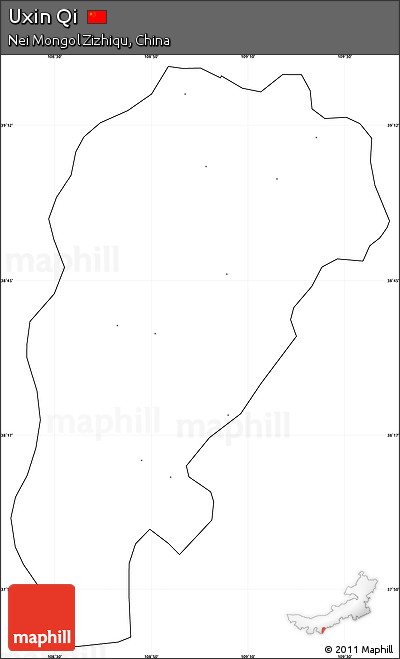 Blank Simple Map of Uxin Qi, cropped outside, no labels