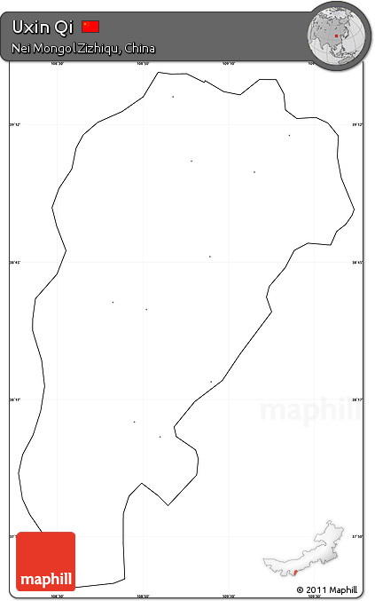 Blank Simple Map of Uxin Qi, cropped outside, no labels