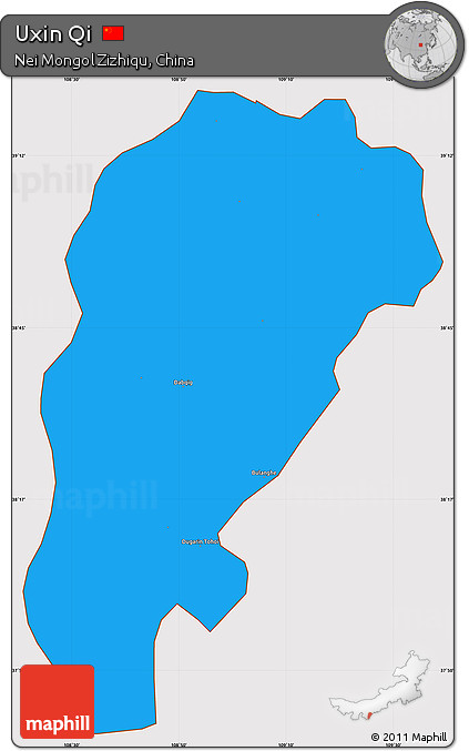 Political Simple Map of Uxin Qi, cropped outside