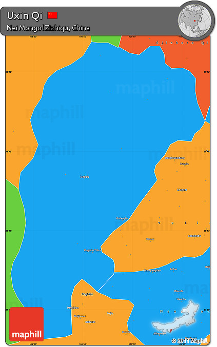 Political Simple Map of Uxin Qi
