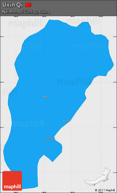 Political Simple Map of Uxin Qi, single color outside