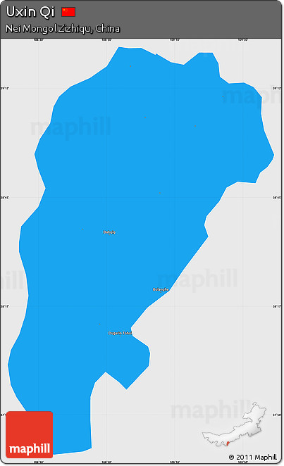 Political Simple Map of Uxin Qi, single color outside