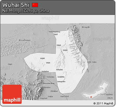 Gray 3D Map of Wuhai Shi