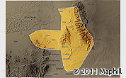 Physical 3D Map of Wuhai Shi, darken, semi-desaturated