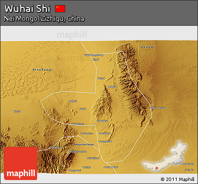 Physical 3D Map of Wuhai Shi