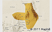 Physical 3D Map of Wuhai Shi, shaded relief outside