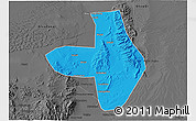 Political 3D Map of Wuhai Shi, darken, desaturated