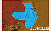Political 3D Map of Wuhai Shi, darken
