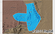 Political 3D Map of Wuhai Shi, darken, semi-desaturated