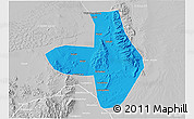 Political 3D Map of Wuhai Shi, lighten, desaturated