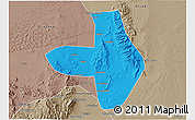 Political 3D Map of Wuhai Shi, semi-desaturated