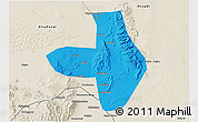 Political 3D Map of Wuhai Shi, shaded relief outside