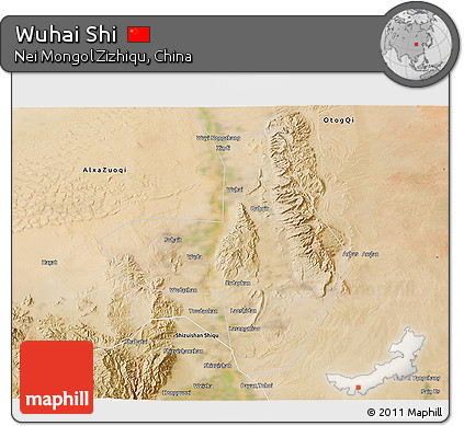 Satellite 3D Map of Wuhai Shi