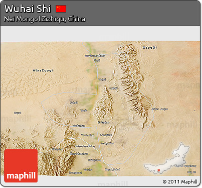 Satellite 3D Map of Wuhai Shi