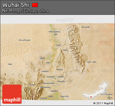 Satellite 3D Map of Wuhai Shi