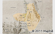 Satellite 3D Map of Wuhai Shi, semi-desaturated