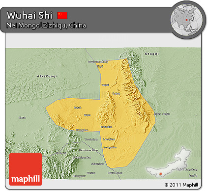 Savanna Style 3D Map of Wuhai Shi