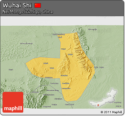 Savanna Style 3D Map of Wuhai Shi