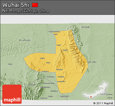 Savanna Style 3D Map of Wuhai Shi