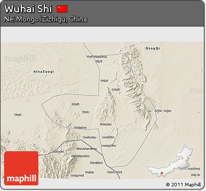 Shaded Relief 3D Map of Wuhai Shi