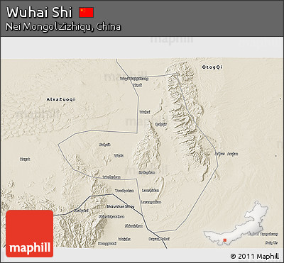 Shaded Relief 3D Map of Wuhai Shi