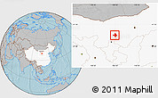 Gray Location Map of Wuhai Shi, highlighted country, hill shading