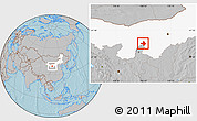 Gray Location Map of Wuhai Shi, highlighted parent region, hill shading