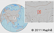 Gray Location Map of Wuhai Shi, hill shading