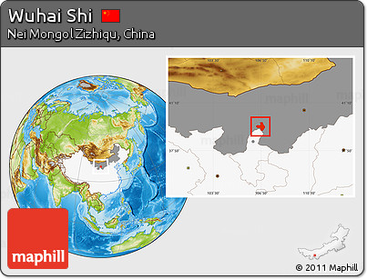 Physical Location Map of Wuhai Shi, highlighted country, highlighted parent region