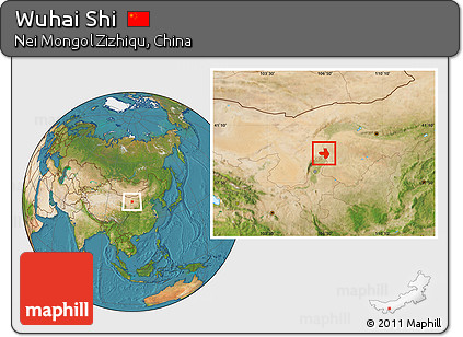 Satellite Location Map of Wuhai Shi