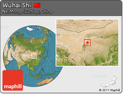 Satellite Location Map of Wuhai Shi