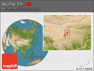 Satellite Location Map of Wuhai Shi
