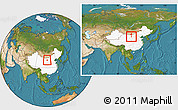Satellite Location Map of Wuhai Shi, highlighted country, within the entire country