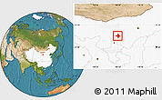 Satellite Location Map of Wuhai Shi, highlighted country