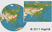 Satellite Location Map of Wuhai Shi, highlighted parent region, within the entire country