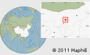Savanna Style Location Map of Wuhai Shi, highlighted country, hill shading