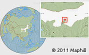 Savanna Style Location Map of Wuhai Shi, highlighted parent region, hill shading