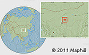 Savanna Style Location Map of Wuhai Shi, hill shading