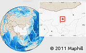 Shaded Relief Location Map of Wuhai Shi, highlighted country