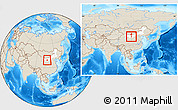 Shaded Relief Location Map of Wuhai Shi, highlighted parent region, within the entire country