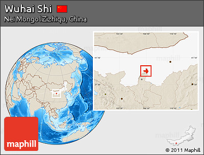 Shaded Relief Location Map of Wuhai Shi, highlighted parent region