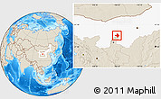 Shaded Relief Location Map of Wuhai Shi, highlighted parent region