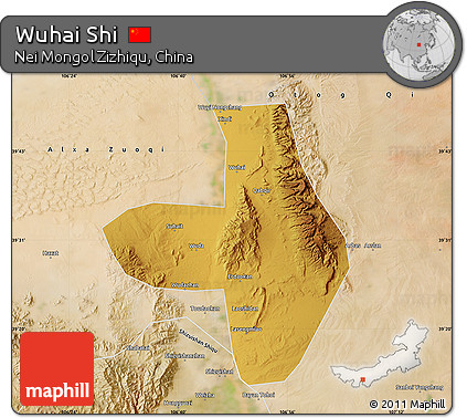 Physical Map of Wuhai Shi, satellite outside